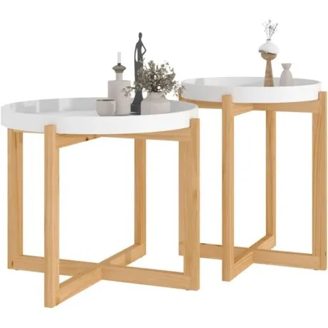 Set de mesas Upsala en Blanco - Mesas de living, Uruguay | La Cueva Muebles