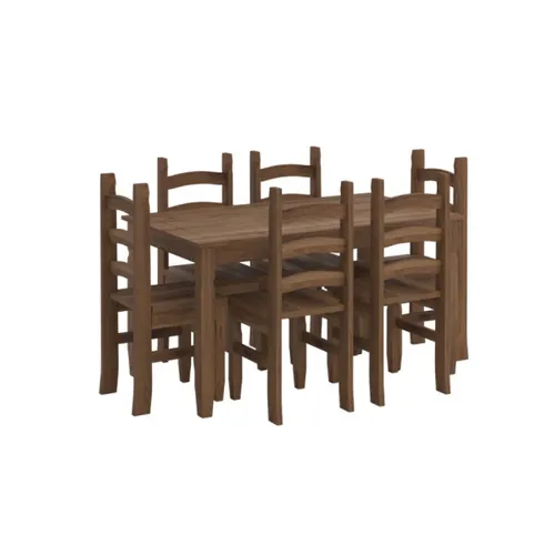 Juego De Comedor 6 Sillas - Corona - Madera - Oscuro en Madera natural - Mesas de comedor, Uruguay | Rústico Hogar