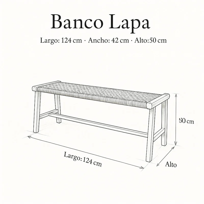 Banco de Teca y Telar Lapa | Casakos en Madera natural - Butacas, banquetas y puffs, Uruguay | Casakos, vista 5