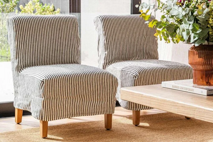 SILLA SOHO - LINO RAYAS GRIS OSCURO en Multicolor - Butacas, banquetas y puffs, Uruguay | La Iberica
