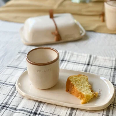 Set vaso y plato ovalado en cerámica en Beige - Decoración, Uruguay | Dreams On Time, vista 3