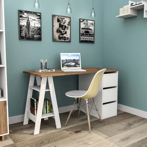 Escritorio con Caballetes y Cajonera - Self en Multicolor - Escritorios y sillas de escritorio, Uruguay | Delta Center