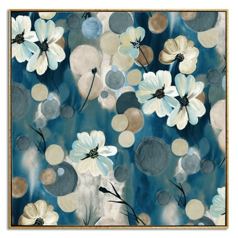 CUADRO CANVAS 60x60cm MARCO PINTURA FLORES AZUL 1 en Azul - Decoración de pared, Uruguay | Decohogar