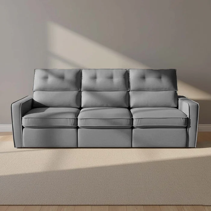 Sofa Retractil 3 Cuerpos Tela Gris Ambar en Gris - Sillones y sofás, Uruguay | Divino