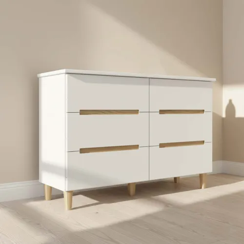 Comoda 6 Cajones Mdf Blanco Logan en BCO/NAT - Cómodas, Uruguay | Divino