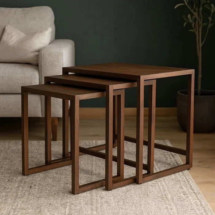 MESA AUXILIAR THE THREE MARRÓN SET x 3 en Marrón - Mesas de comedor, Uruguay | Viasono