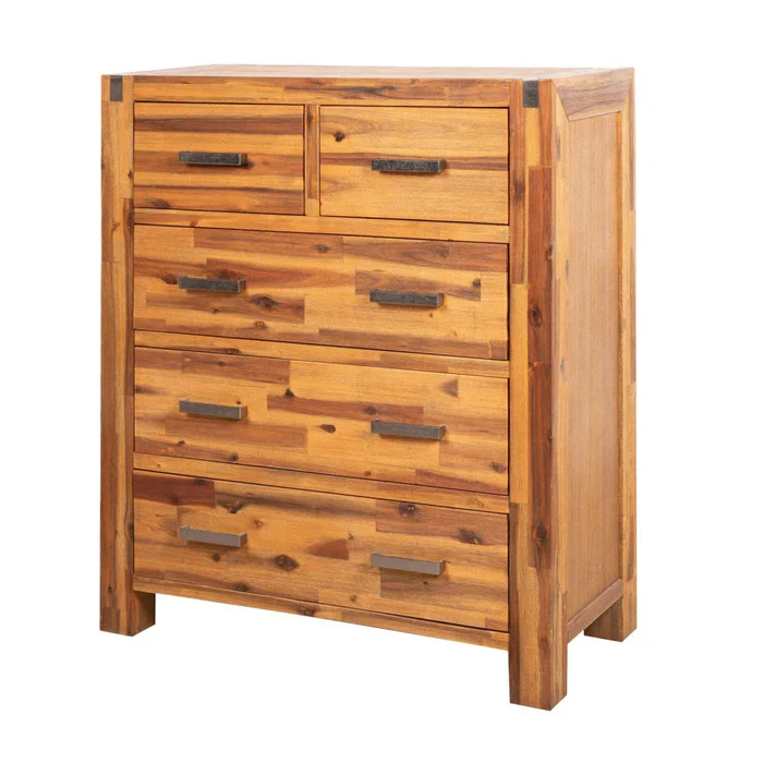 Cómoda 5 Cajones Madera-acacia Natural-beige Ahf 1202 en Madera natural - Cómodas, Uruguay | Divino, vista 2