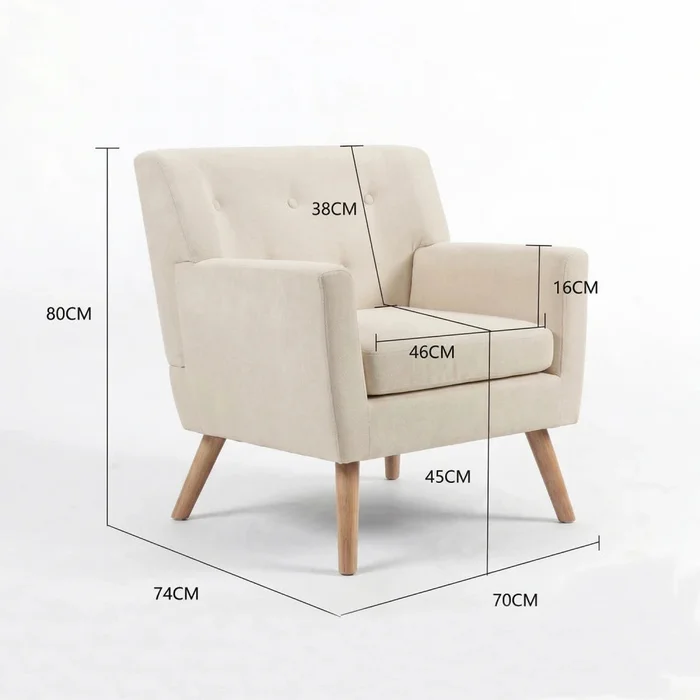 BUTACA Tela y Madera Natural Living - Noruega en Beige - Sillones y sofás, Uruguay | Ecowood, vista 4