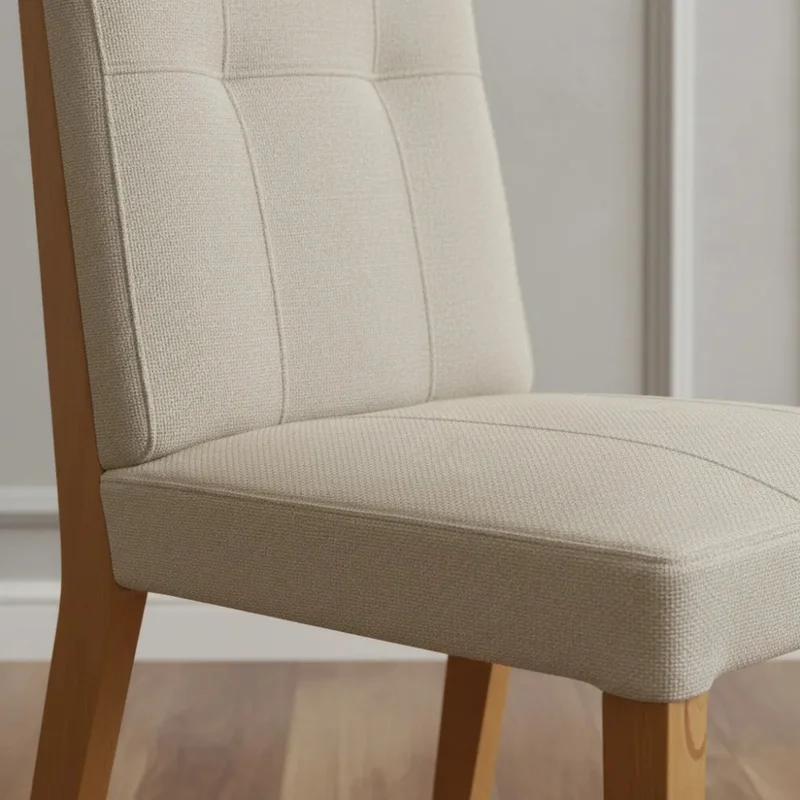 SILLA ALTA - MADERA CINAMOMO - TAPIZADO BEIGE TRAMADA en Madera natural - Sillas, Uruguay | Champagne Home, vista 3