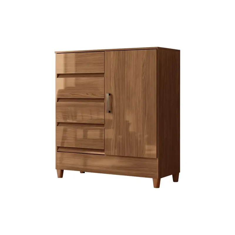 Comoda Cajonera Dormitorio 4 Cajones 1 Puerta en Marrón - Cómodas, Uruguay | Lais Muebles