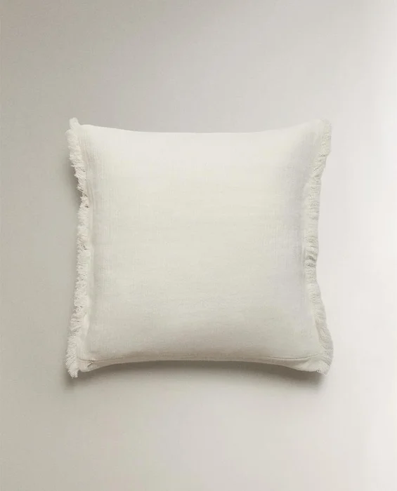 FUNDA COJÍN LINO PESADO en Blanco - Textiles, Uruguay | Zara Home, vista 4