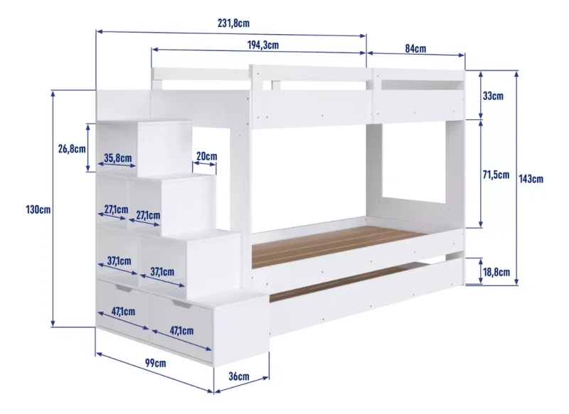 Cucheta Luca – Con Marinera – Blanca en Blanco - Dormitorio, Uruguay | RM Muebles y Deco, vista 5