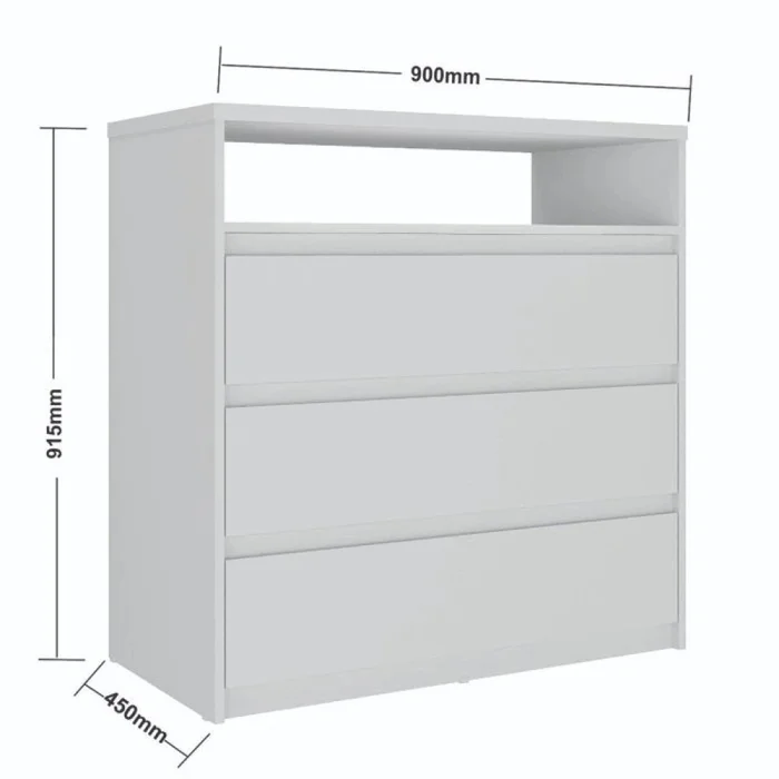 Cómoda 3 Cajones - Línea Clara - Blanco - Cómodas, Uruguay | Ecowood, vista 5