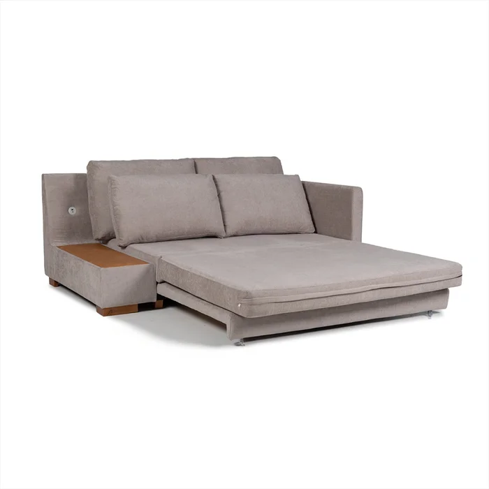 Sofá Cama Niki - Con mesa - Tela Microfibra - 10287 (Tostado) en Marrón - Sillones y sofás, Uruguay | NYR, vista 2
