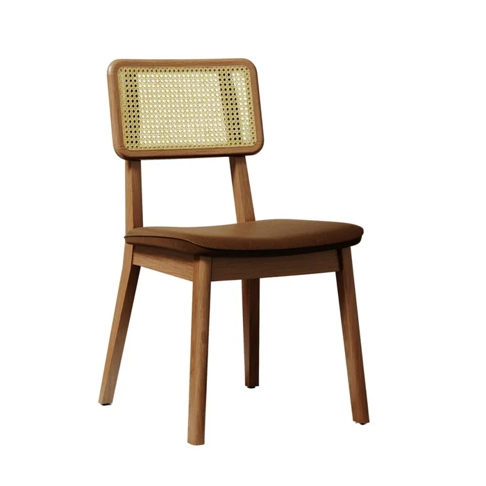 Silla de Comedor Classic - Línea Manhattan - Tela Bouclé/Cuero sintético - Sillas, Uruguay | Rústico Hogar
