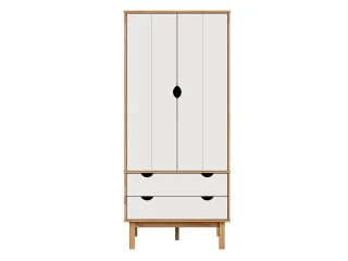 Ropero 2P, 2C y 2 estantes Mel/Gris Linea Nordica en Madera Maciza en Mel/Blanco - Roperos y placares, Uruguay | Quesal, vista 20