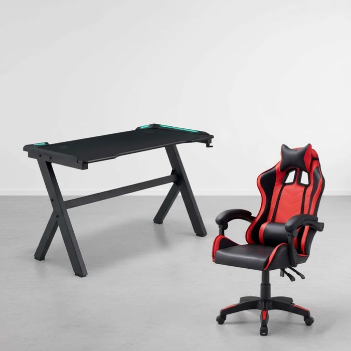 Silla + Escritorio Gamer Led en Negro - Escritorios, Uruguay | Divino