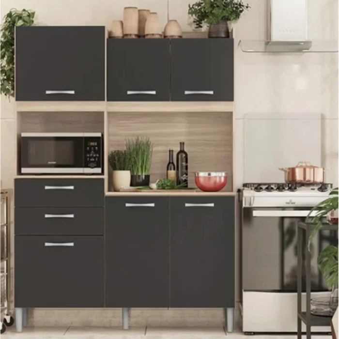 Kit De Cocina Completa 5 Puertas 3 Cajones Y Patas 100% Mdp Grafito - Butacas, banquetas y puffs, Uruguay | Muebles Express, vista 2