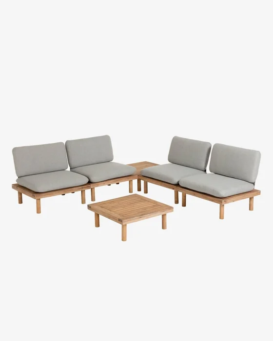 Set Viridis de 4 butacas y 2 mesas en Madera natural - Sillones y sofás, Uruguay | Kavehome
