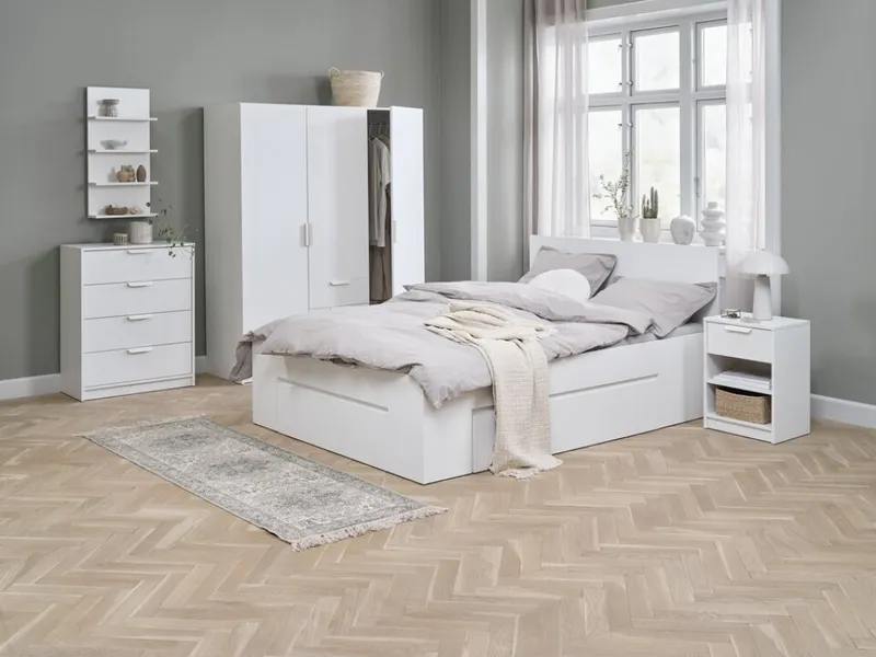Estructura cama LIMFJORDEN 2 Plazas 140x190 3 cajonesblanco en Blanco - Dormitorio, Uruguay | JYSK