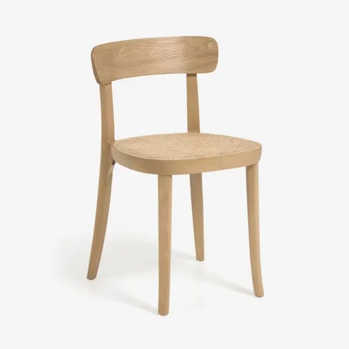 Silla Romane madera de haya acabado natural y chapa de fresno y ratán en Madera natural - Sillas, Uruguay | Kavehome