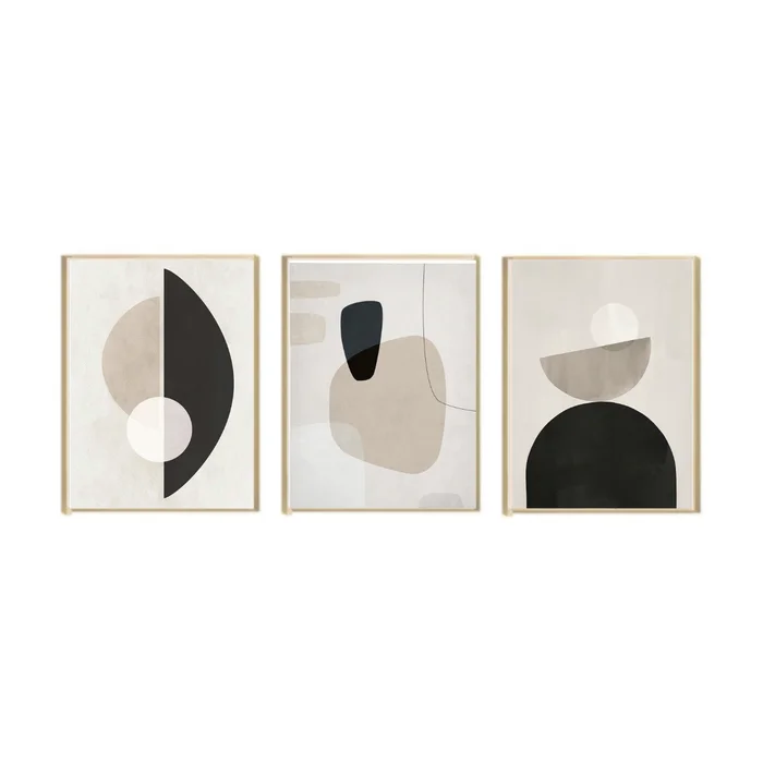 Kit 3 Cuadros – Abstracto Pinterest – 40 x 60 en Crudo / Negro / Beige – Material Marco: Pino – Moldura Caja - Decoración de pared, Uruguay | Berna home