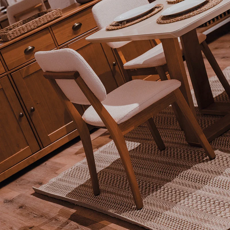 Silla de Comedor - Línea Nevada - Bouclé/Natural en Blanco - Sillas, Uruguay | Ecowood, vista 3