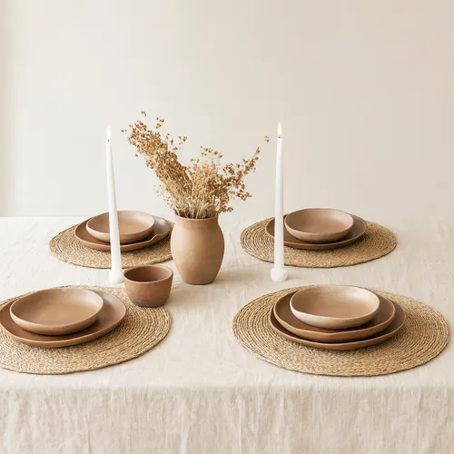 Set x 4 Individuales Circulares en Madera natural - Alfombras, Uruguay | Casa Ernesta