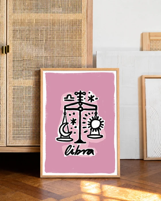 Libra - Cuadro Signo del Zodíaco en Rosa - Láminas, Uruguay | Kiosko de Mar