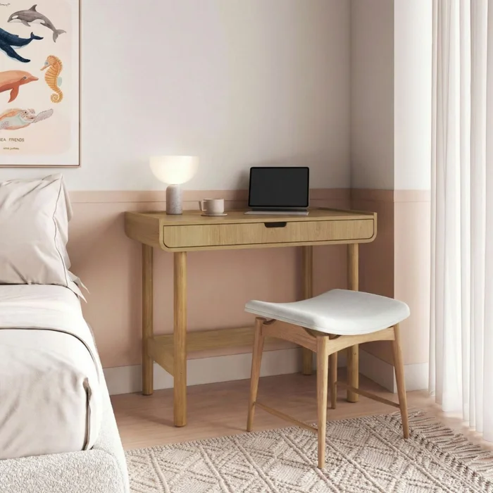 Escritorio Aura - 1 cajón - Natural en Marrón - Escritorios, Uruguay | Nyr