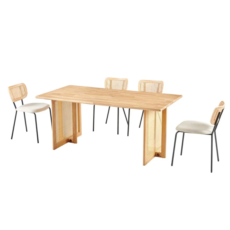 Mesa De Comedor Rattan-y-madera Natural-beige Brisa en Madera natural - Mesas de comedor, Uruguay | Divino, vista 5