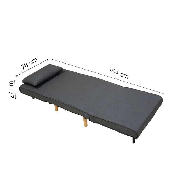 Sofa Cama 1 Plaza Plegable Patas De Madera Tapizado Tela en Gris - Sillones y sofás, Uruguay | Soy Hogar, vista 8