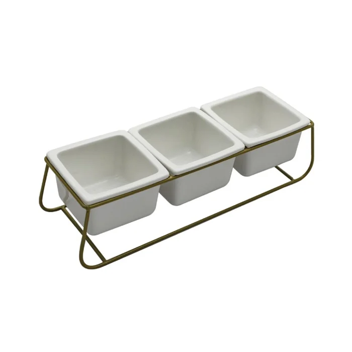 3 MACETAS CERAMICA 28x10x10CM BLANCO/DORADO en Blanco - Macetas, Uruguay | Koz