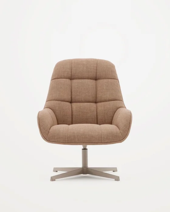 Butaca giratoria Jaspe beige y metal con - marrón claro y metal con acabado gris FSC 100% en Beige - Muebles, Uruguay | Kavehome, vista 7