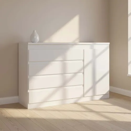 Cómoda Cajonera 4 Cajones Mdf Blanco Zapatera South en Blanco - Cómodas, Uruguay | Divino