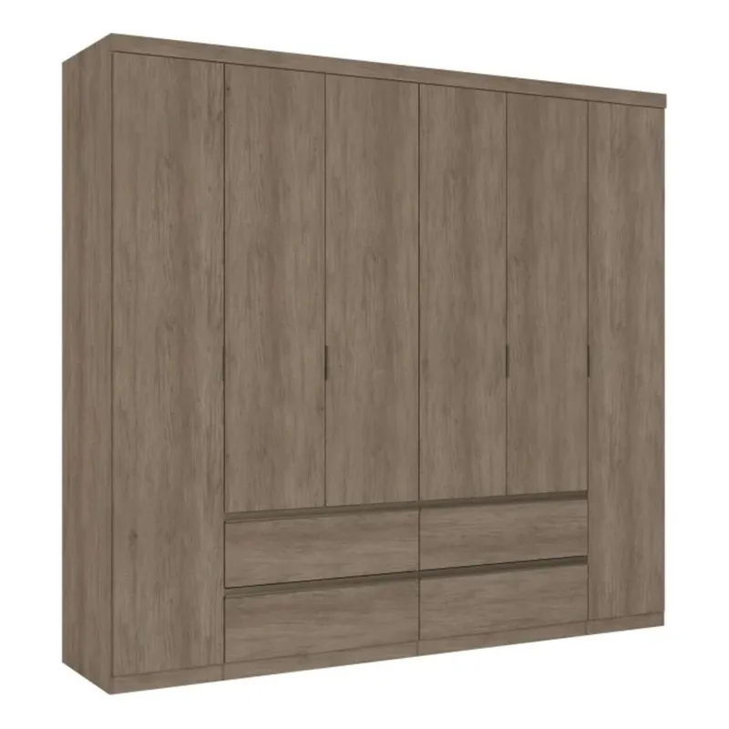 Ropero Nobre 6 Puertas 100% MDF - Nogal oscuro en Marrón - Roperos y placares, Uruguay | Nario Hogar