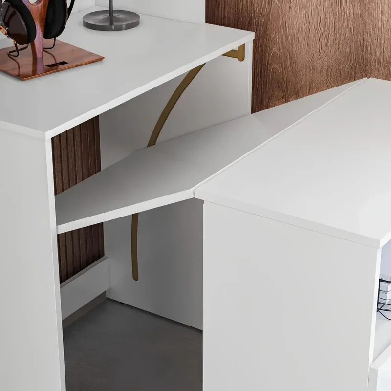 Escritorio Repisa Multifunción Duo - Línea Clara - Blanco en Blanco - Escritorios, Uruguay | Ecowood, vista 4