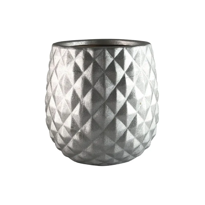 MACETA CERAMICA 13.5X13.5X13CM "ROMBOS" PLATEADO en Plateado - Macetas, Uruguay | Koz