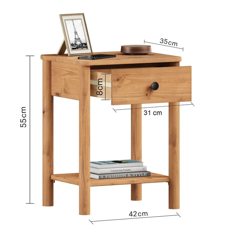 Mesa de luz Apama 1 cajon - Madera Maciza en Madera natural - Mesas de luz, Uruguay | Balton, vista 6