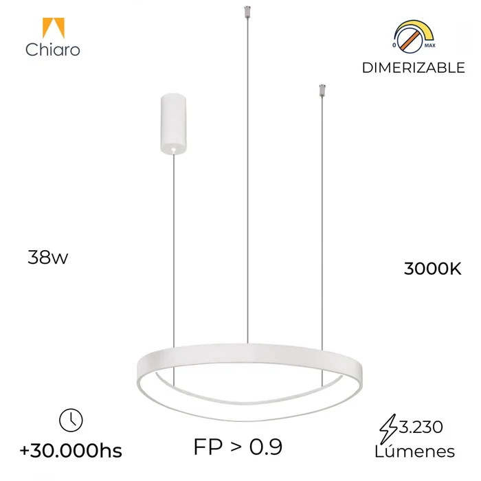 Luminaria Led Diseño triangular Dimerizable 38W, 45cm - BLANCO en Blanco - Lámparas colgantes, Uruguay | Iluminica, vista 3