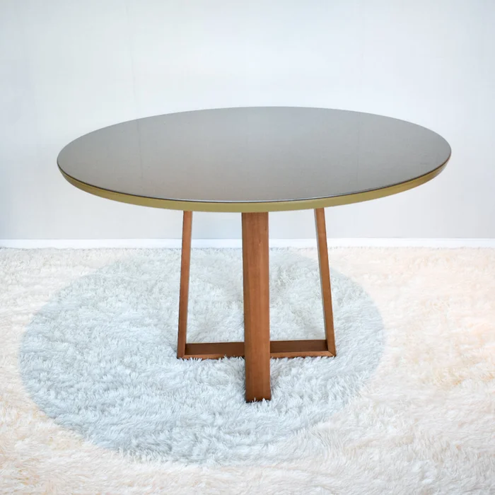 Mesa Elma Redonda 120cm - Madera Maciza y Vidrio Sobrepuesto en Blanco - Mesas de comedor, Uruguay | Balton, vista 6