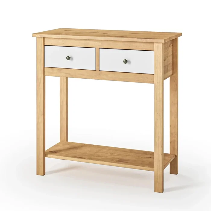 Mesa De Arrime Aparador 2 Cajónes - Línea Maden - Blanco en Blanco - Mesas de arrimo, Uruguay | Ecowood, vista 2
