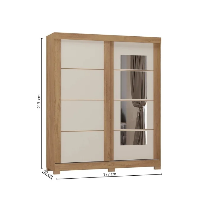 Ropero 2 puertas corredizas con espejo - Blanco en Blanco - Roperos y placares, Uruguay | La Cueva Muebles, vista 4