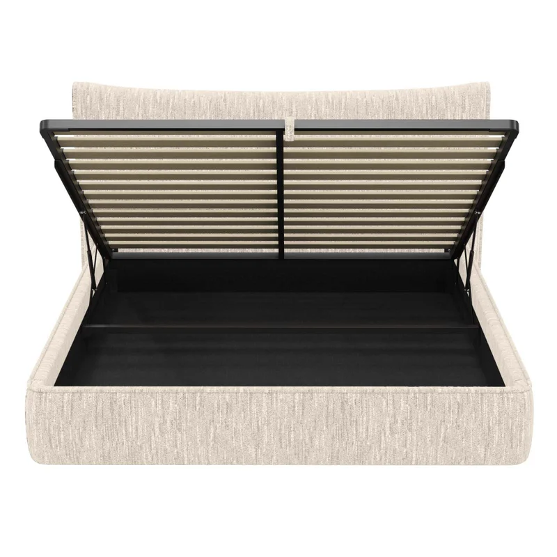 Cama C/baúl Queen Madera-y-tela Natural-beige Zafiro en Beige - Dormitorio, Uruguay | Divino, vista 4