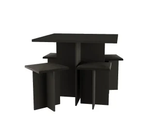 Conjunto de mesa y 4 banquetas Nogal/Negro en Negro - Mesas de comedor, Uruguay | Quesal, vista 2