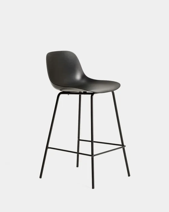 Taburete Altea negro y patas de acero con acabado negro 65 cm. - con acabado negro 65 cm. en Negro - Butacas, banquetas y puffs, Uruguay | Kavehome
