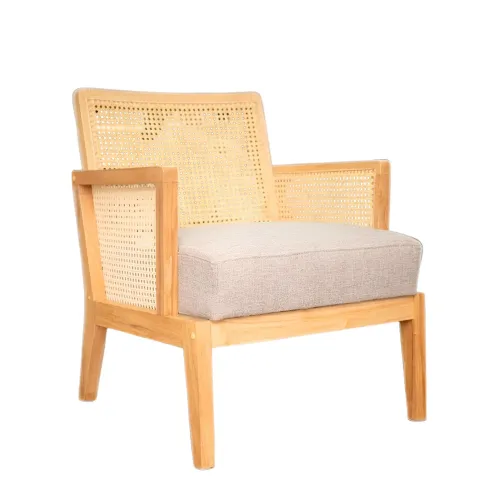 Poltrona madera maciza y ratan - Nogal claro en Madera natural - Butacas, banquetas y puffs, Uruguay | Nario Hogar