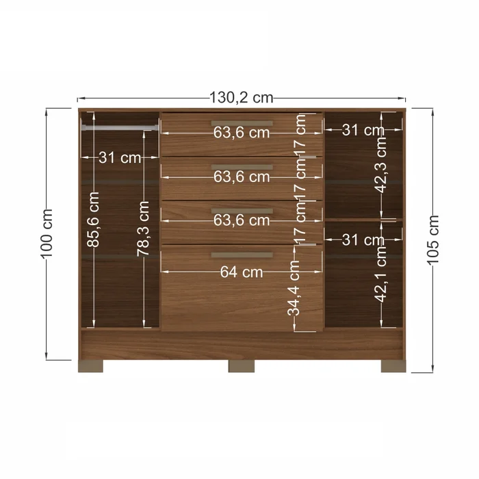 Comoda Cajonera Dormitorio 4 Cajones 2 Puertas en Gris - Cómodas, Uruguay | Soy Hogar, vista 4