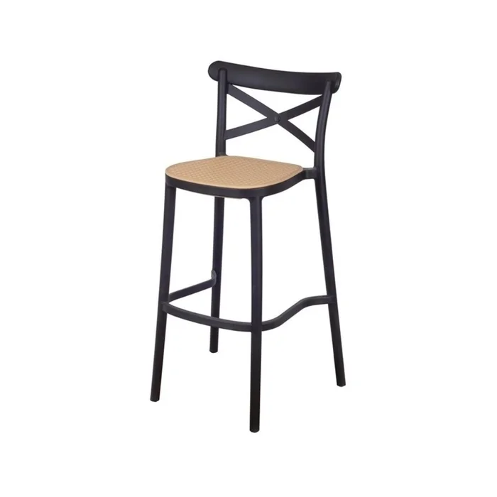 Taburete Plats - Simil Rattan - Negro en Negro - Butacas, banquetas y puffs, Uruguay | Rústico Hogar