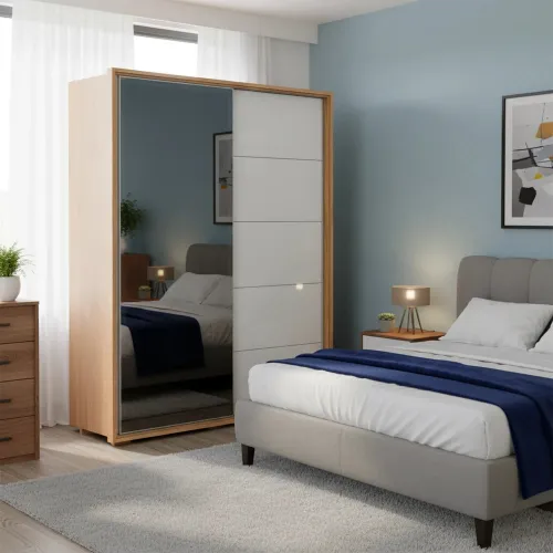 Ropero 2 puertas corredizas Nordik Reflect 1.8 - Beige en Beige - Roperos y placares, Uruguay | Ecowood
